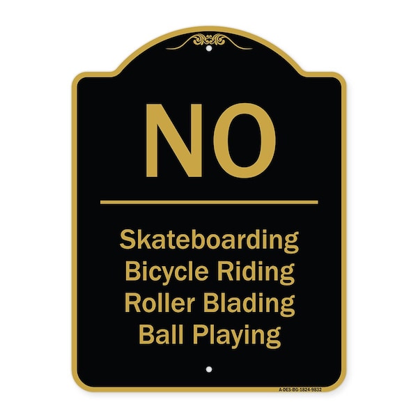 Designer Series-No-Bicycle Riding Roller Blading Ball Playing, 24" x 18", BG-1824-9832